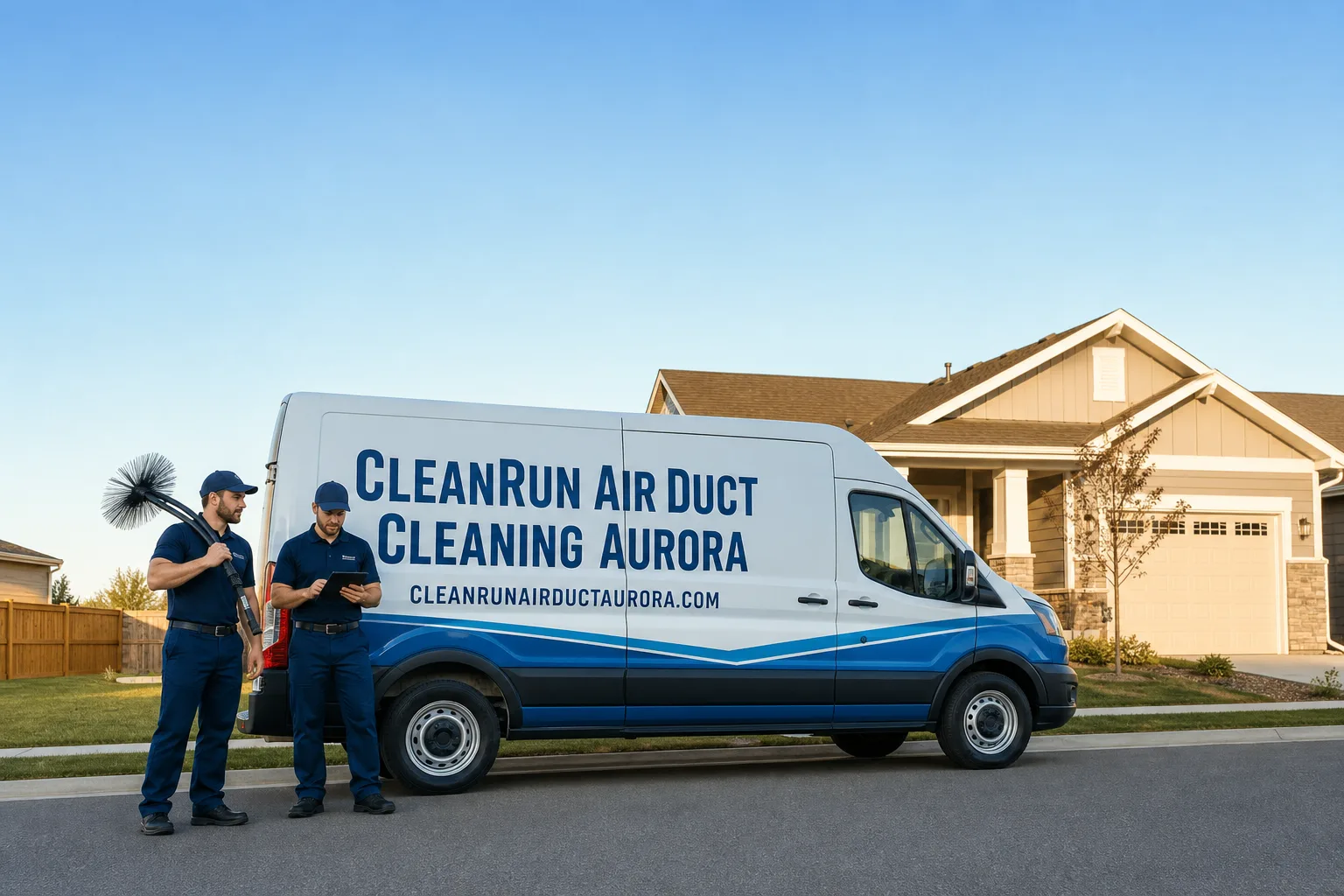 CleanRun Air Duct Cleaning Aurora air duct cleaning service vehicle and crew in Aurora, CO